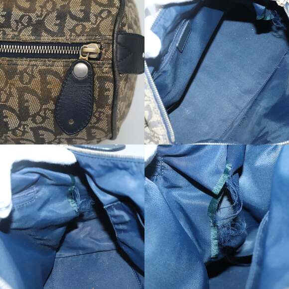 DIOR Trotter Canvas Boston Bag Navy Gold - Picture 11 of 12